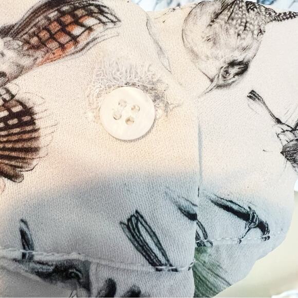 Lela Rose Birds Of A Feather Printed Long-Sleeve Blouse Size 14 - Picture 13 of 13
